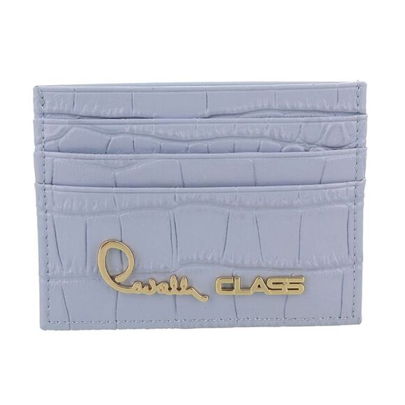 Roberto Cavalli Class Light Blue Embossed Dolly Credit Card Holder